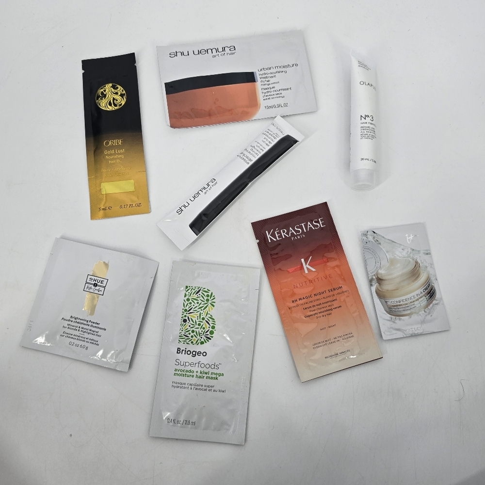Lot of 7 Hair Care Samples 1 Cream Sample Kerastase Olaplex Oribe SEALED NEW